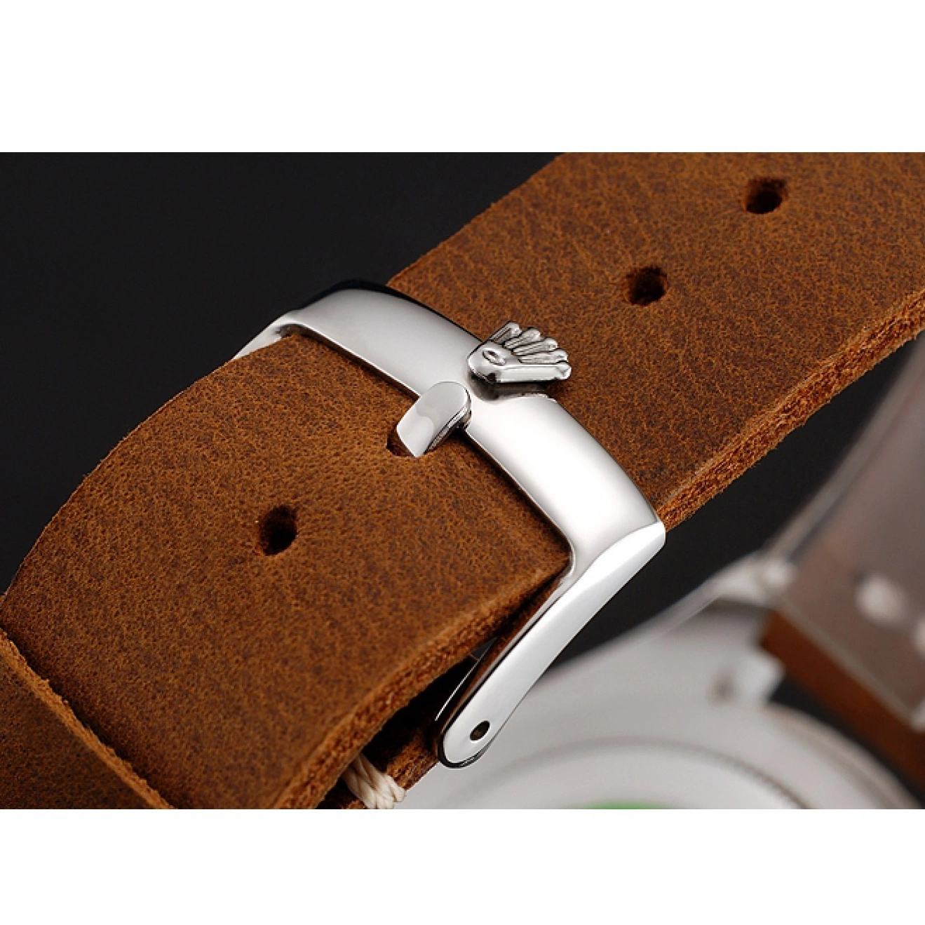 Rolex aaa copy Rolex Bracelet Silver Case 1453859 Yacht Master Brown Black Dial Leather 0616